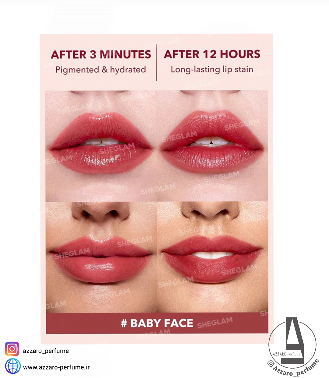 تینت لب شیگلم رنگ BABY FACE-فروشگاه اینترنتی آرایشی و بهداشتی آزارو در شیراز