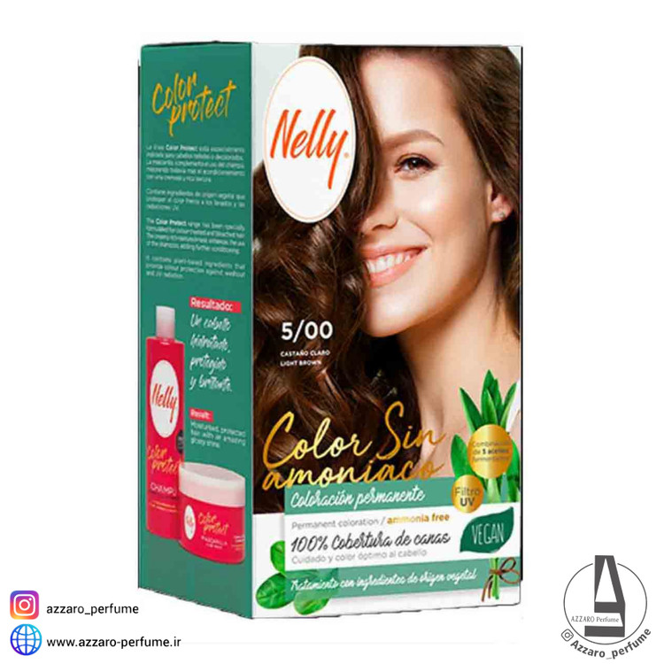 کیت رنگ مو بدون آمونیاک نلی NELLY مدل ammonia free شماره 5/00-فروشگاه اینترنتی آرایشی و بهداشتی آزارو در شیراز