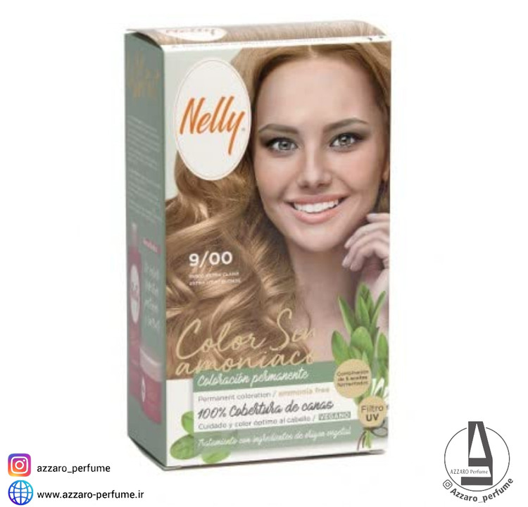 کیت رنگ مو بدون آمونیاک نلی NELLY مدل ammonia free شماره 9/00 بلوند خیلی روشن-فروشگاه اینترنتی آرایشی و بهداشتی آزارو در شیراز