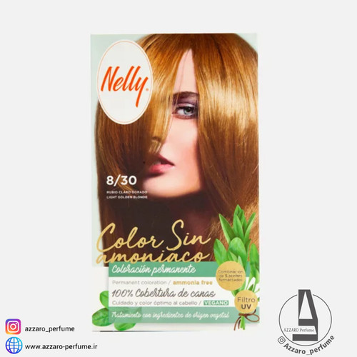 کیت رنگ مو بدون آمونیاک نلی NELLY مدل ammonia free شماره 8/30 بلوند طلایی روشن-فروشگاه اینترنتی آرایشی و بهداشتی آزارو در شیراز
