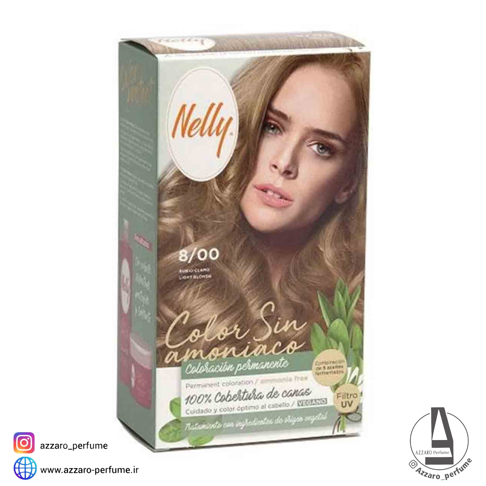 کیت رنگ مو بدون آمونیاک نلی NELLY مدل ammonia free شماره 8/00 بلوند روشن-فروشگاه اینترنتی آرایشی و بهداشتی آزارو در شیراز