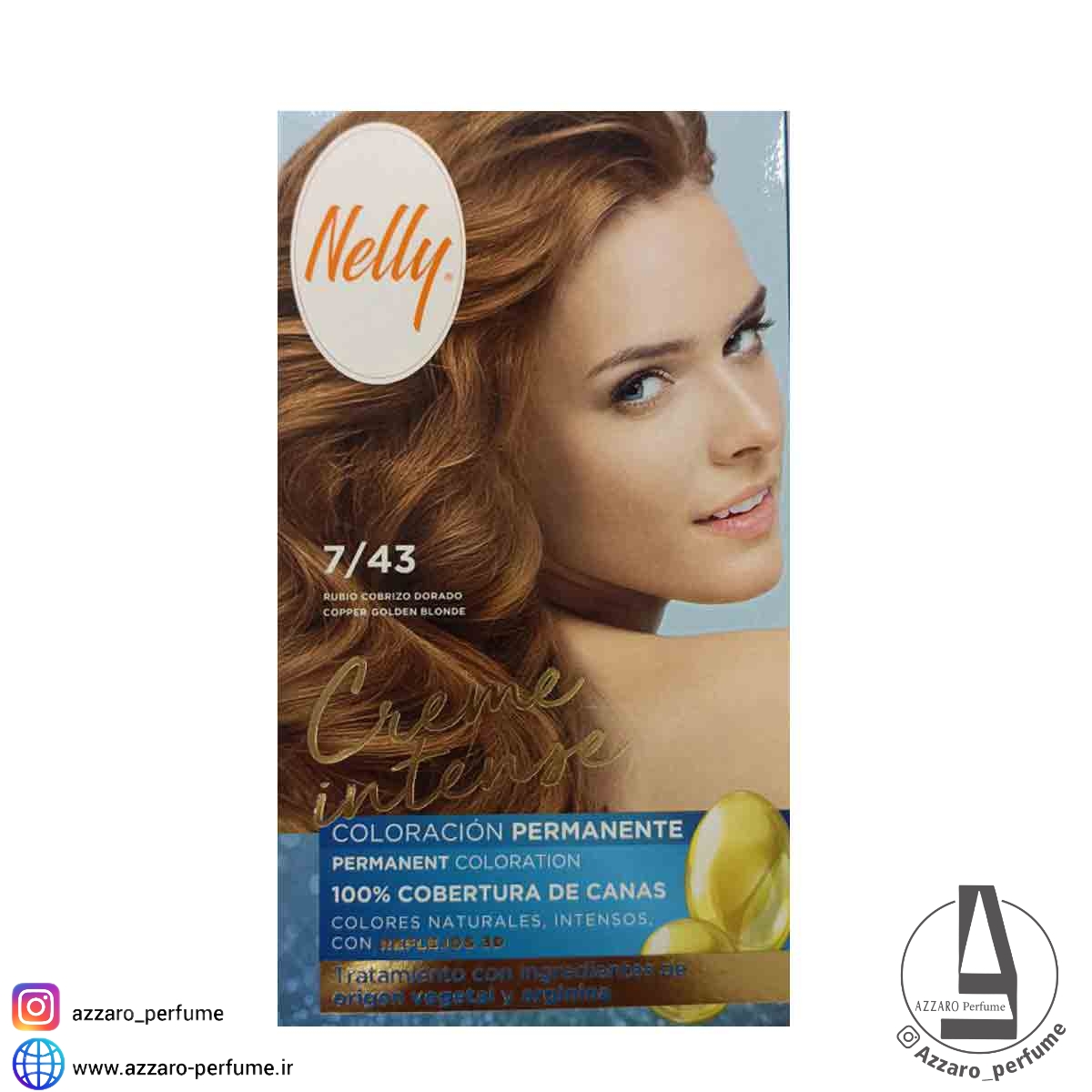 کیت رنگ مو نلی NELLY مدل Creme Intense شماره 7/43 بلوند مسی طلایی-فروشگاه اینترنتی آرایشی و بهداشتی آزارو در شیراز