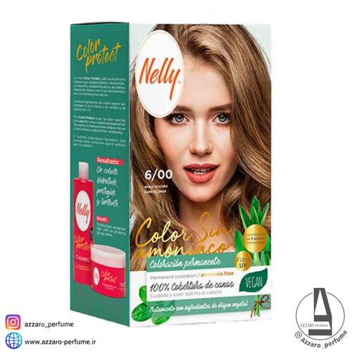 کیت رنگ مو بدون آمونیاک نلی NELLY مدل ammonia free شماره 6/00 بلوند تیره-فروشگاه اینترنتی آرایشی و بهداشتی آزارو در شیراز