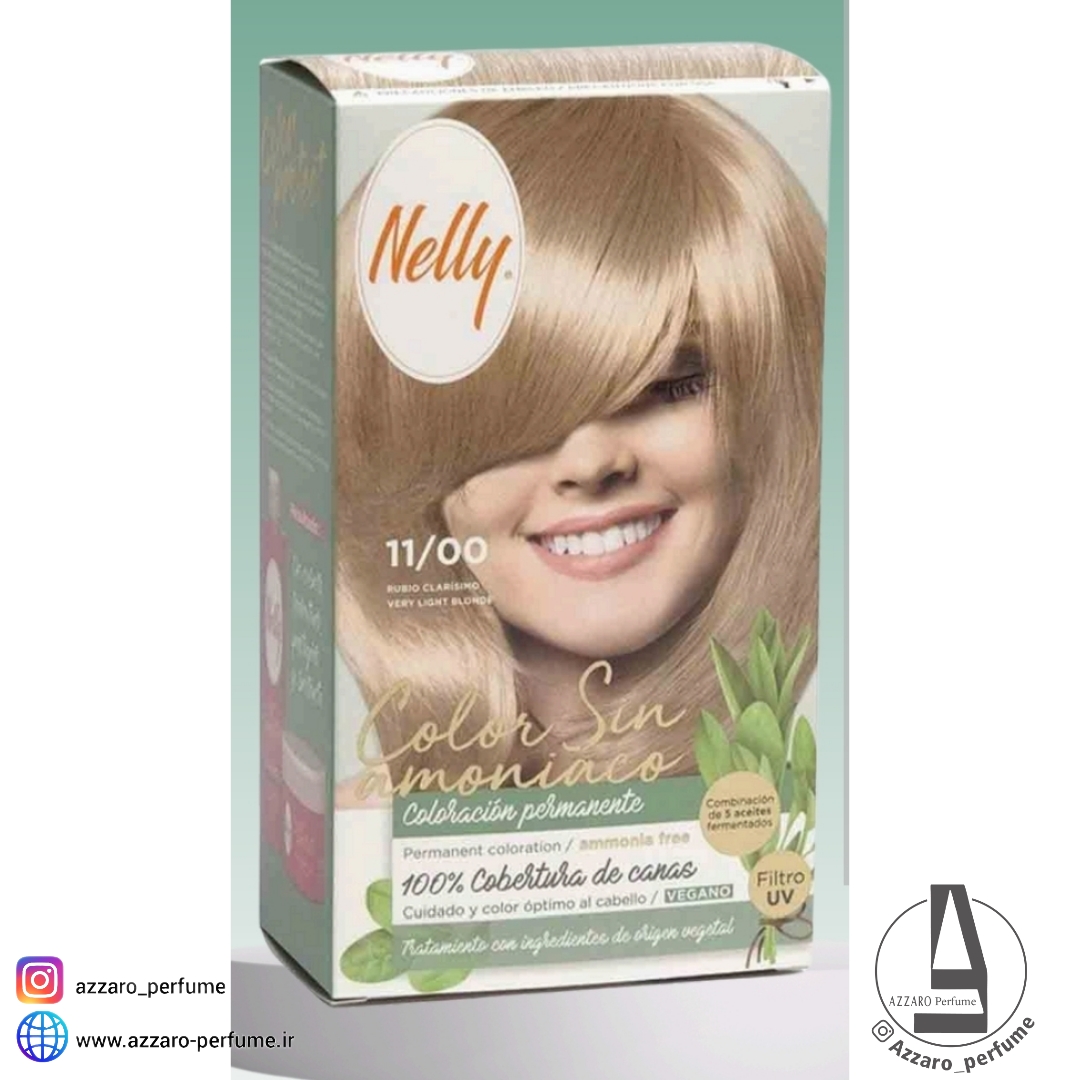 کیت رنگ مو بدون آمونیاک نلی NELLY مدل ammonia free شماره 11/00 بلوند خیلی روشن -فروشگاه اینترنتی آرایشی و بهداشتی آزارو در شیراز