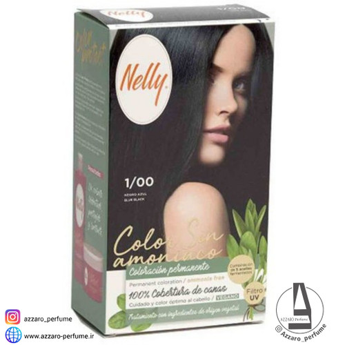 کیت رنگ مو بدون آمونیاک نلی NELLY مدل ammonia free شماره 1/00 مشکی پر کلاغی-فروشگاه اینترنتی آرایشی و بهداشتی آزارو در شیراز