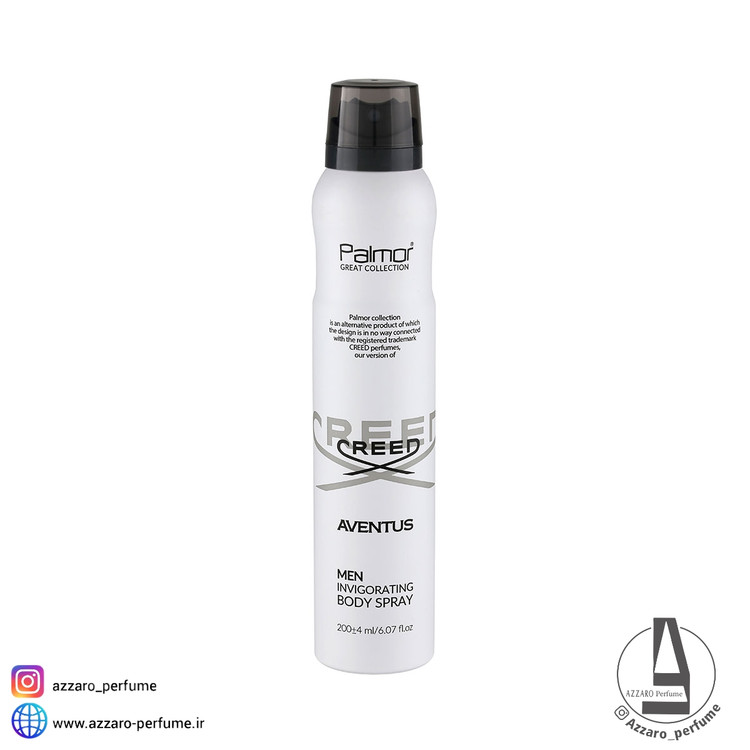 اسپری بدن مردانه پالمور مدل CREED AVENTUS حجم 200 میل-فروشگاه اینترنتی آرایشی و بهداشتی آزارو در شیراز