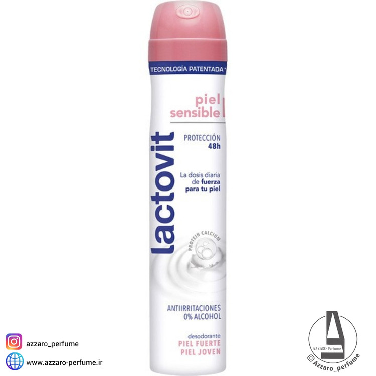 اسپری دئودورانت لاکتویت LACTOVIT مدل piel sensible حجم 200 میل-فروشگاه اینترنتی آرایشی و بهداشتی آزارو در شیراز