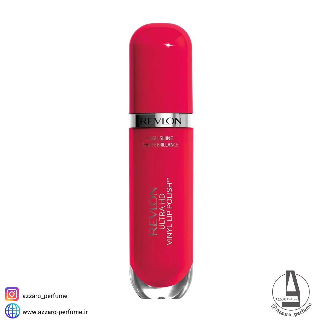 رژ لب براق مایع رولون Revlon مدل HIGH SHINE HAUTE BRILLANCE رایحه وانیل رنگ قرمز آتشین-فروشگاه اینترنتی آرایشی و بهداشتی آزارو در شیراز