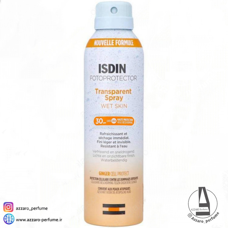 اسپری ضد آفتاب ایزدین پوست مرطوب محافظ نور با حفاظت بالا Spf 30 حجم 250 میل-فروشگاه اینترنتی آرایشی و بهداشتی آزارو در شیراز