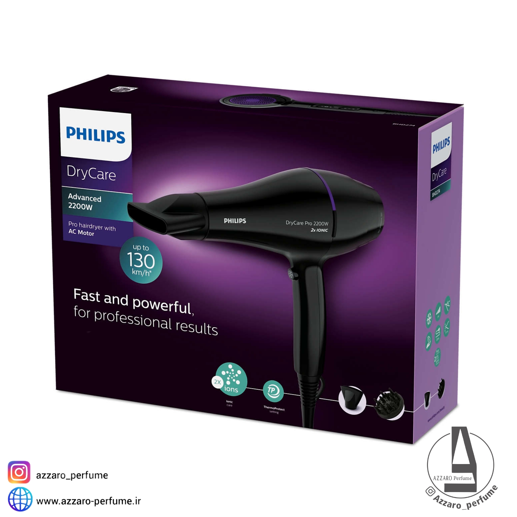 سشوار فیلیپس اورجینال مدل BHD274-فروشگاه اینترنتی آرایشی و بهداشتی آزارو در شیراز