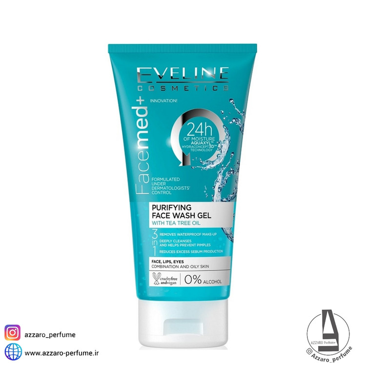ژل شستشو اولاین Eveline آنتی باکتریال پوست چرب تی تری مدل facemed حجم 150 میل-فروشگاه اینترنتی آرایشی و بهداشتی آزارو در شیراز
