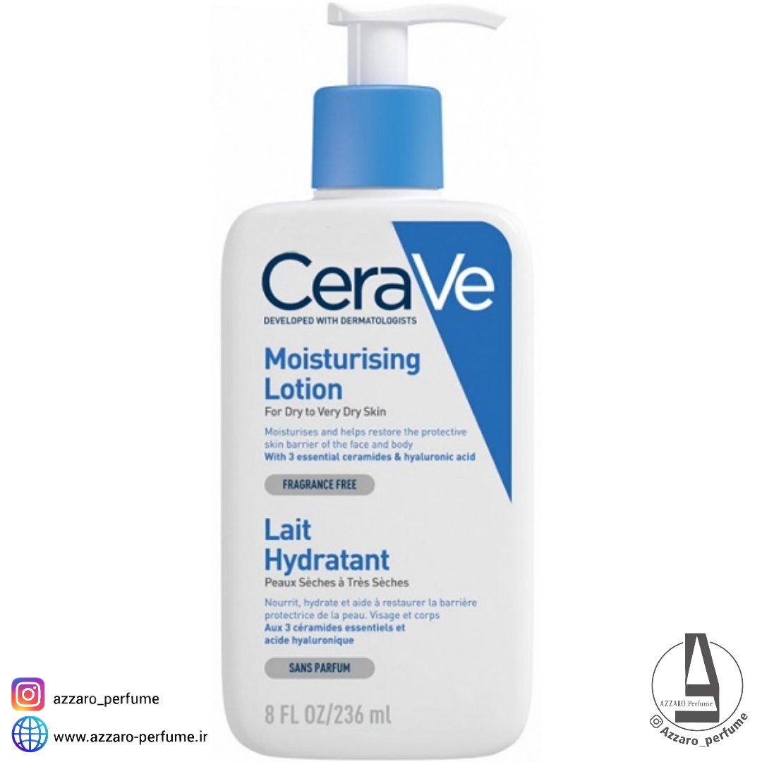 لوسیون مرطوب کننده صورت و بدن سراوی Cerave آبرسان قوی پوست خشک و بسیار خشک حجم 236 میل-فروشگاه اینترنتی آرایشی و بهداشتی آزارو در شیراز‌