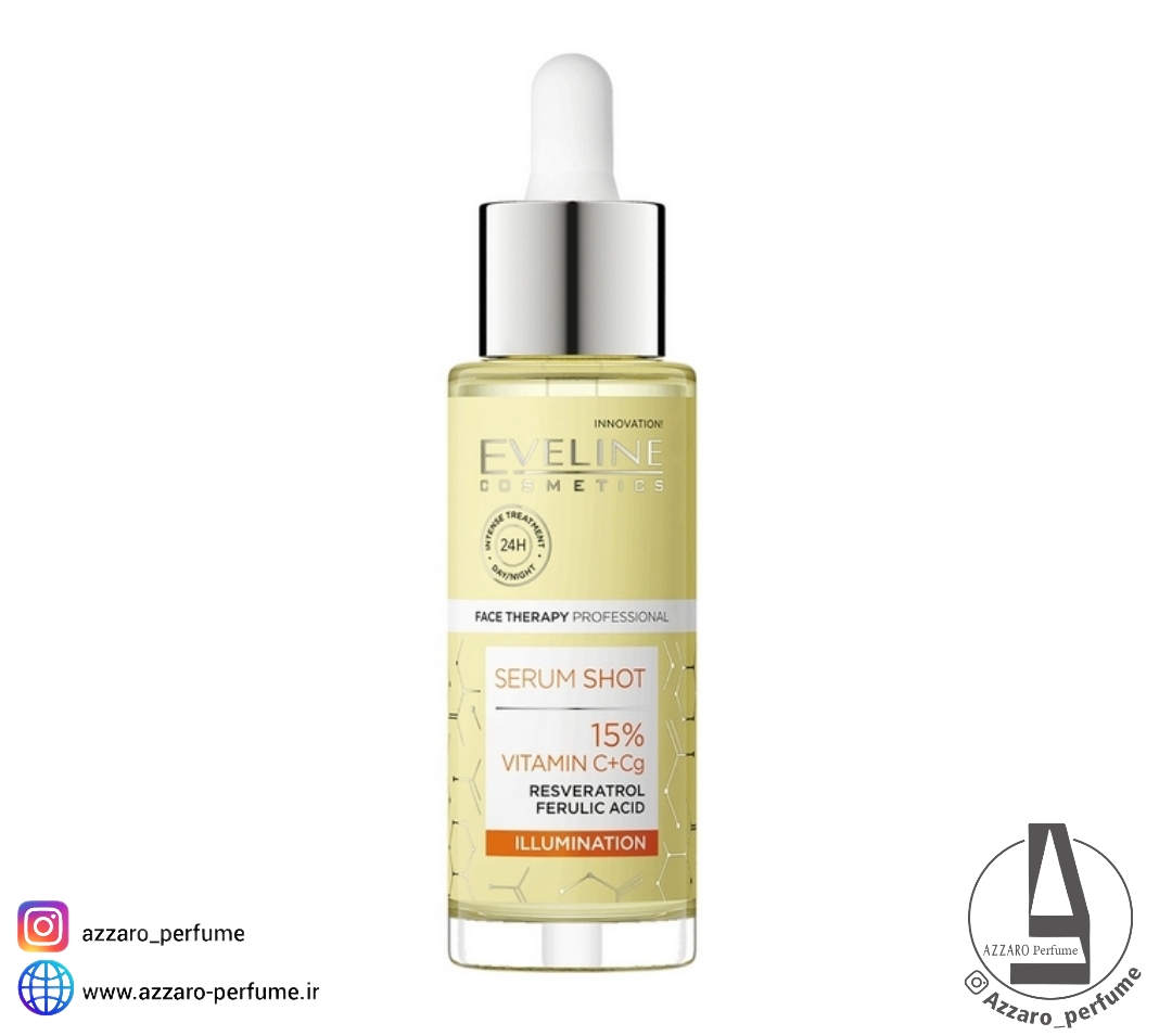 سرم روشن کننده اولاین EVELINE مدل شات ویتامین C+Cg 15٪ حجم 30 میل-فروشگاه اینترنتی آرایشی و بهداشتی آزارو در شیراز