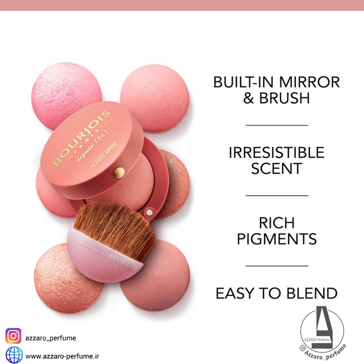رژگونه بورژوا اصل BOURJOIS رنگ Rose Coup de Foudre شماره 16 حجم 2.5 گرم-فروشگاه اینترنتی آرایشی و بهداشتی آزارو در شیراز