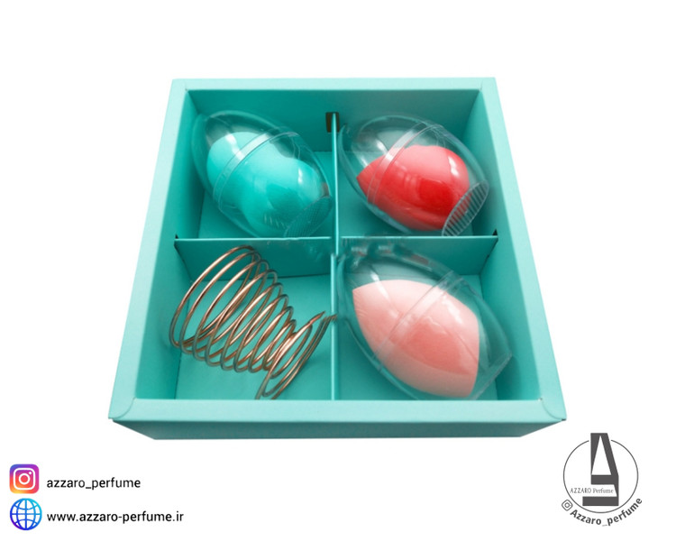 ست 3 عددی اسفنج آرایشی به همراه پایه اسفنج Sponge Puff-فروشگاه اینترنتی آرایشی و بهداشتی آزارو در شیراز