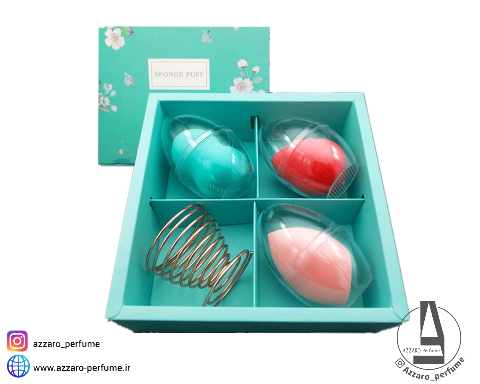 ست 3 عددی اسفنج آرایشی به همراه پایه اسفنج Sponge Puff-فروشگاه اینترنتی آرایشی و بهداشتی آزارو در شیراز