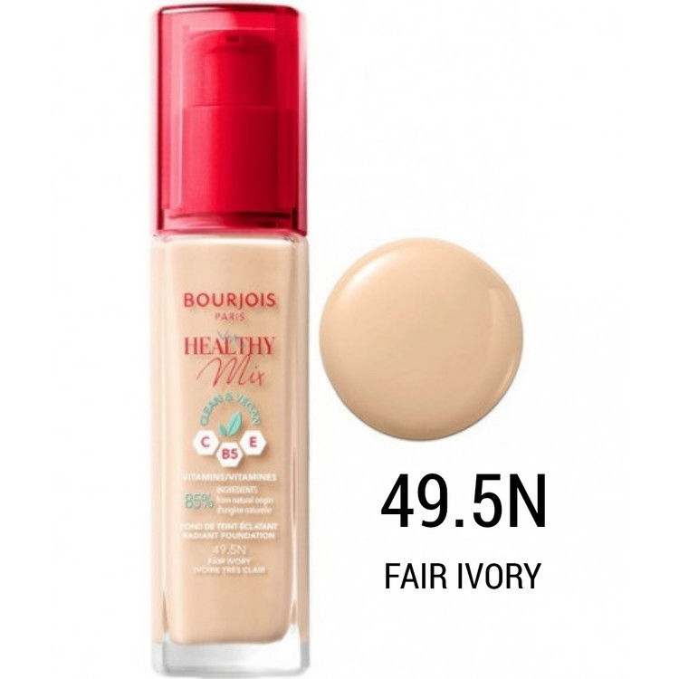 کرم پودر بورژوآ مدل Healthy Mix شماره 49.5N رنگ Fair Ivory حجم 30 میل-فروشگاه اینترنتی آرایشی و بهداشتی آزارو در شیراز