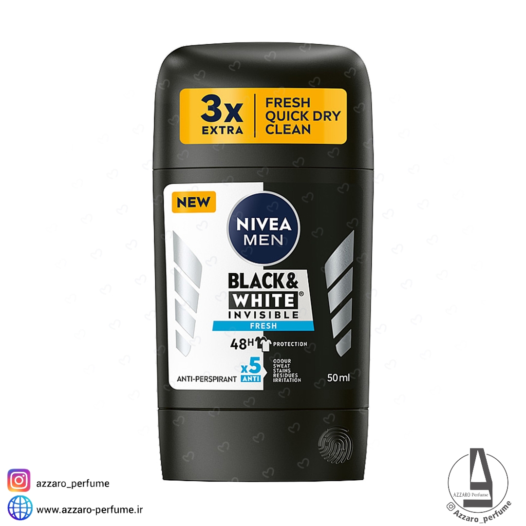 استیک ضدتعریق آقایان نیوا Nivea Black and White Fresh حجم 50 میل-فروشگاه اینترنتی آرایشی و بهداشتی آزارو در شیراز