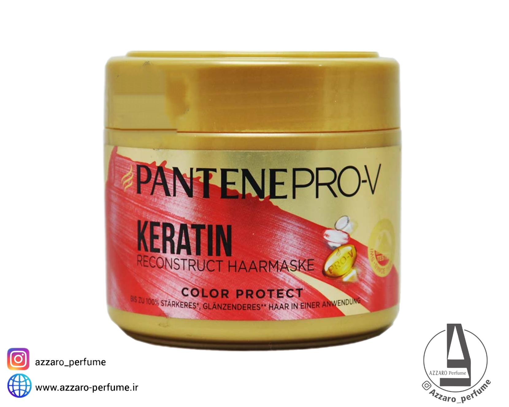 ماسک موی کراتینه موهای رنگ شده پرو ویتامینه پنتن pantene حجم 300 میل-فروشگاه اینترنتی آرایشی و بهداشتی آزارو در شیراز‌