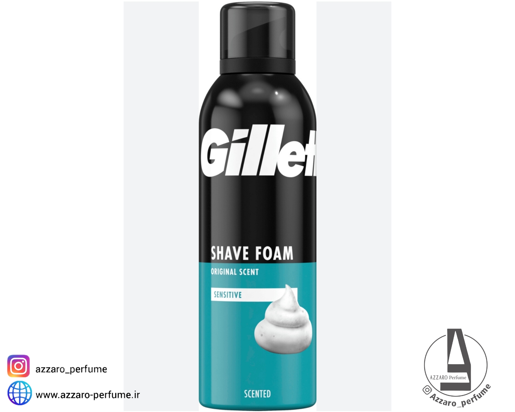 فوم اصلاح ضد حساسیت ژیلت gillette اصل حجم 200 میل-فروشگاه اینترنتی آرایشی و بهداشتی آزارو در شیراز‌