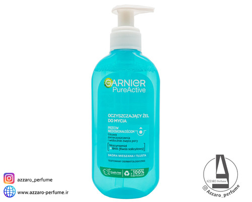 ژل شستشوی پوست مختلط تا چرب پیور اکتیو گارنیر حجم 200 میل-فروشگاه اینترنتی آرایشی و بهداشتی آزارو در شیراز
