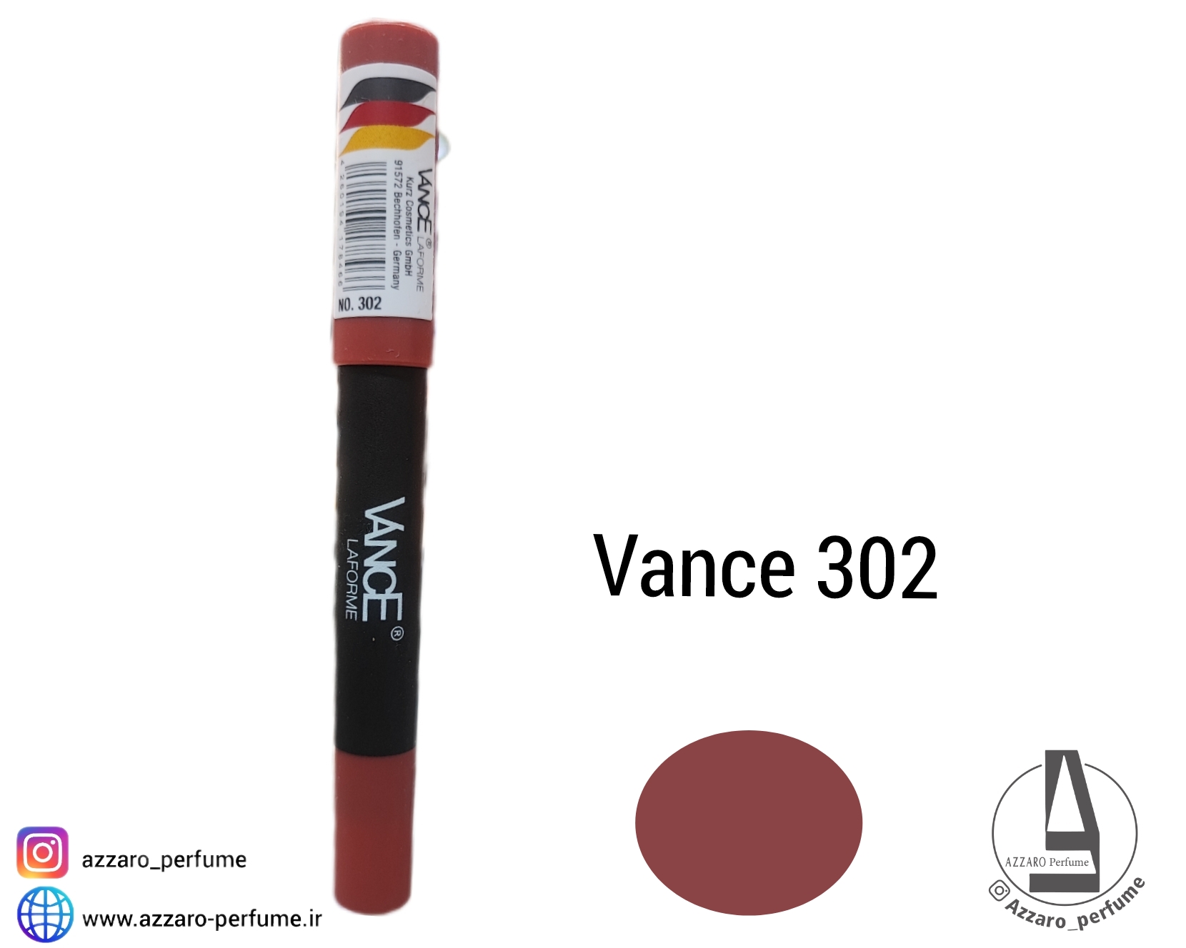 رژ لب مدادی بادوام ونسی Vance شماره 302-فروشگاه اینترنتی آرایشی و بهداشتی آزارو در شیراز‌