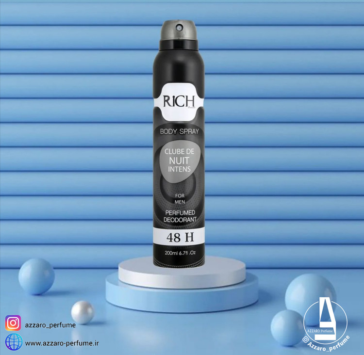 اسپری دئودورانت مردانه ریچ Rich رایحه کلاب د نایت حجم 200 میل-فروشگاه اینترنتی آرایشی و بهداشتی آزارو در شیراز