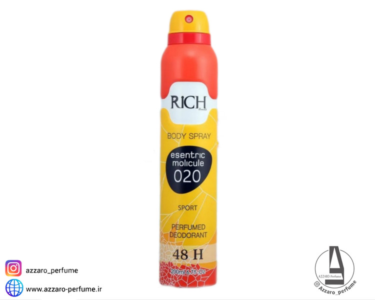 اسپری دئودرانت مردانه ریچ رایحه مولکول 020 حجم ۲۰۰ میل-فروشگاه اینترنتی آرایشی و بهداشتی آزارو در شیراز