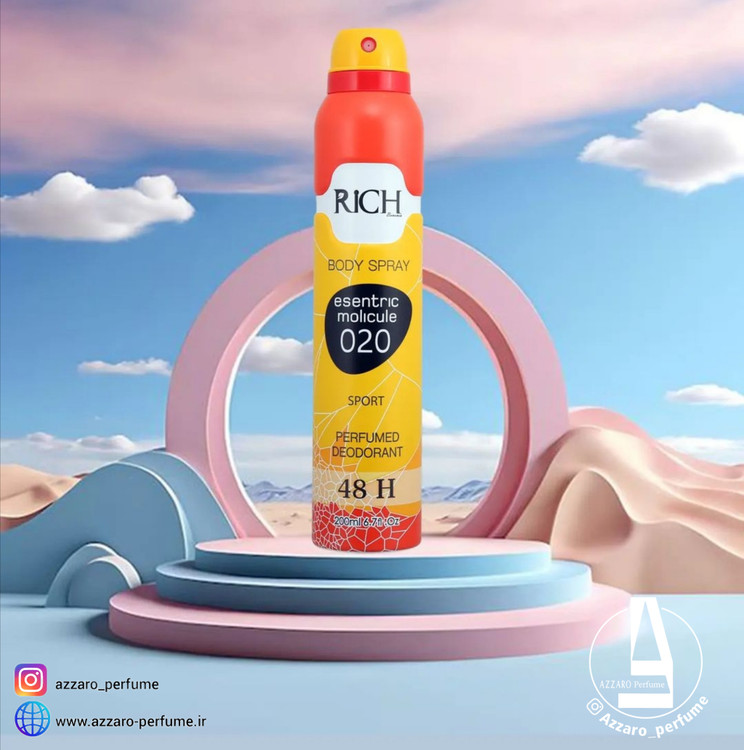 اسپری دئودرانت مردانه ریچ رایحه مولکول 020 حجم ۲۰۰ میل-فروشگاه اینترنتی آرایشی و بهداشتی آزارو در شیراز