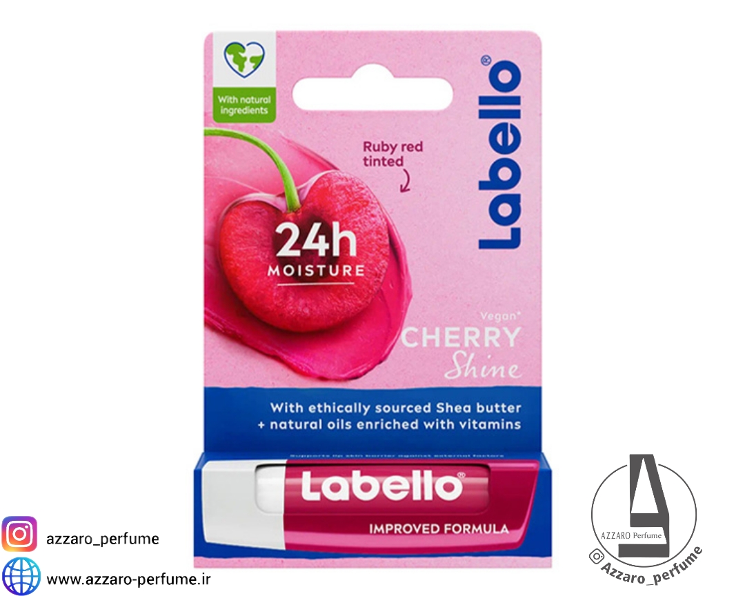 بالم لب استیکی گیلاس لبلو Labello Cherry Shine-فروشگاه آرایشی و بهداشتی آزارو در شیراز‌