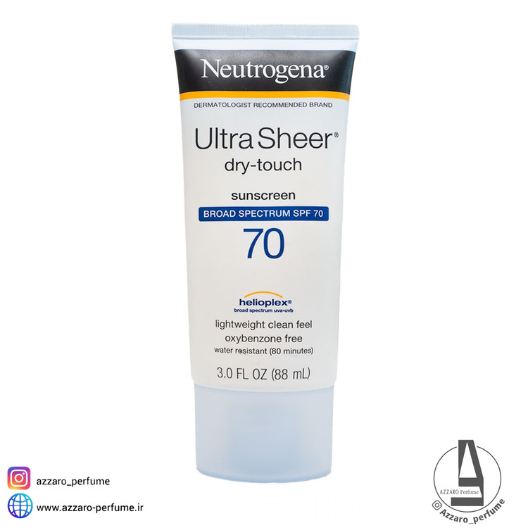 ضد آفتاب اولترا شیر Neutrogena Ultra Sheer بی رنگ نوتروژنا SPF 70 حجم 88 میل-فروشگاه آرایشی و بهداشتی آزارو در شیراز