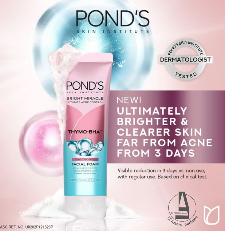 فوم شوینده ضدجوش و روشن کننده صورت پوندز نیاسورسینول Ponds Thymo-BHA وزن 100 گرم-فروشگاه آرایشی و بهداشتی آزارو در شیراز