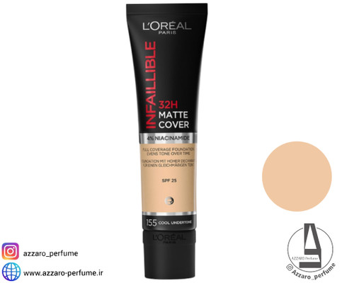 کرم پودر لورآل اینفائیبل مات 32 ساعته شماره 155 حجم 30 میل-فروشگاه آرایشی و بهداشتی آزارو در شیراز