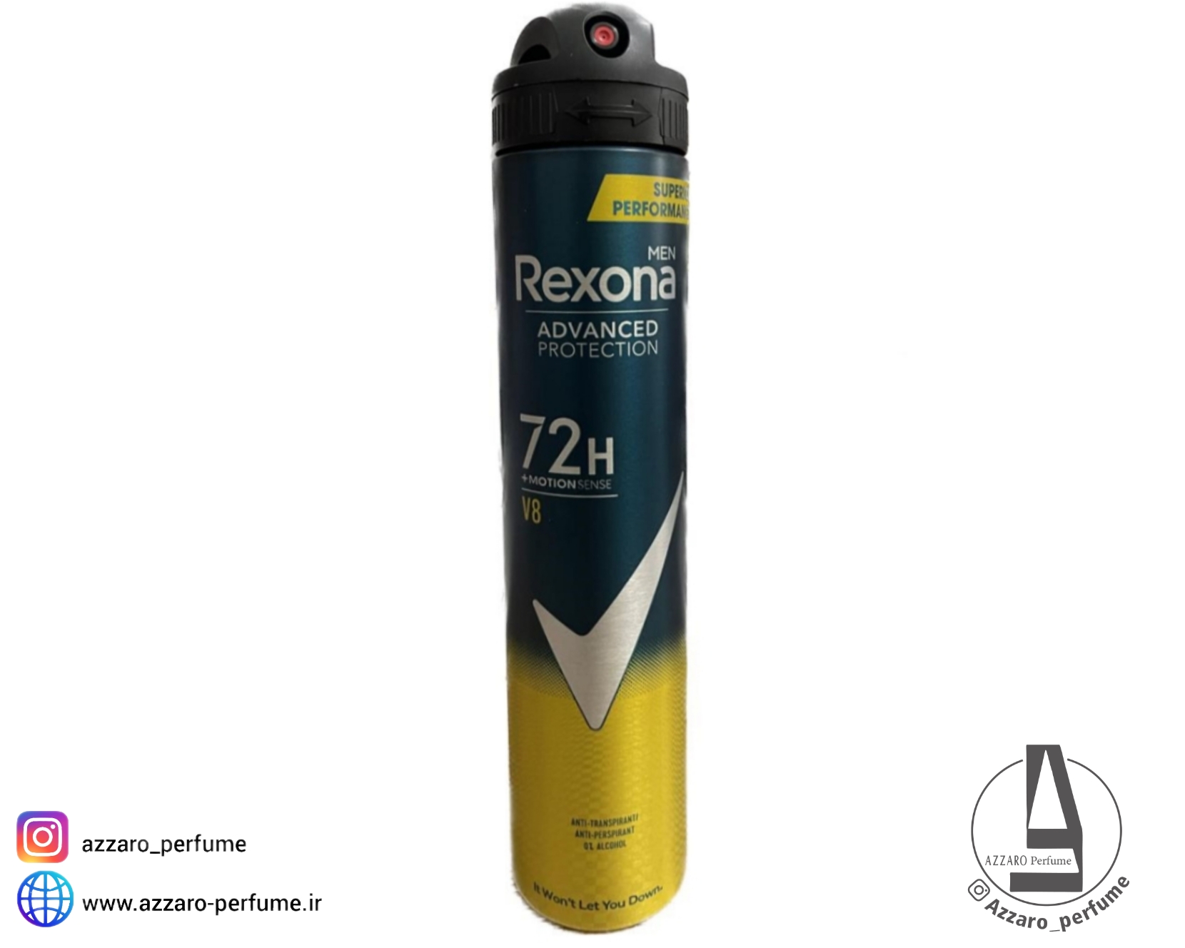 اسپری بدن مردانه رکسونا rexona مدل V8 دارای ماندگاری 72 ساعته حجم 200 میل-فروشگاه آرایشی و بهداشتی آزارو در شیراز‌