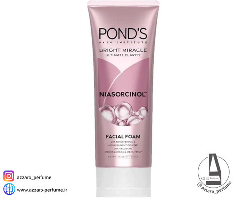 فوم شستشوی صورت پوندز مدل روشن کننده صورت نیاسورسینول Ponds Niasorcinol حجم 100 میل-فروشگاه آرایشی و بهداشتی آزارو در شیراز