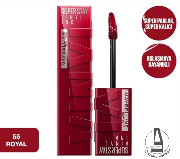 رژ لب مایع سوپر استی میبلین رنگ ROYAL شماره 55-فروشگاه آرایشی و بهداشتی آزارو در شیراز