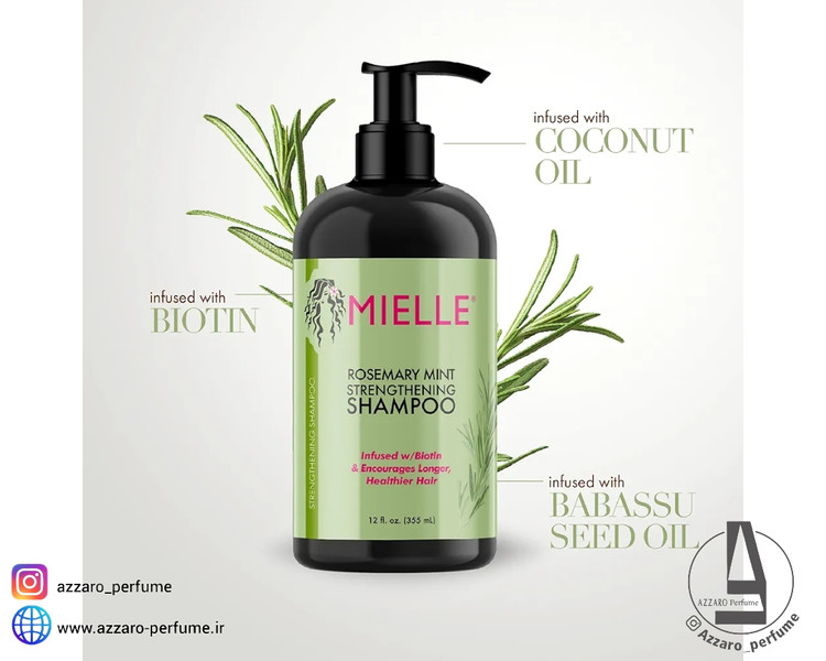 شامپو نعناع،رزماری میله Mielle ضد ریزش و تقویت کننده حجم 355 میل-فروشگاه آرایشی و بهداشتی آزارو در شیراز