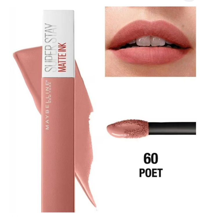 رژ لب مایع مات سوپر استی میبلین شماره 60 رنگ POET-فروشگاه آرایشی و بهداشتی آزارو در شیراز