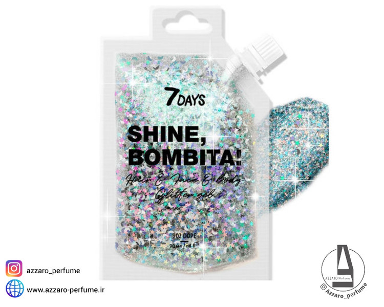 ژل گلیتر صورت،دست،بدن 7Days رنگ سبز نقره ای حجم 90 میل-فروشگاه آرایشی و بهداشتی آزارو در شیراز