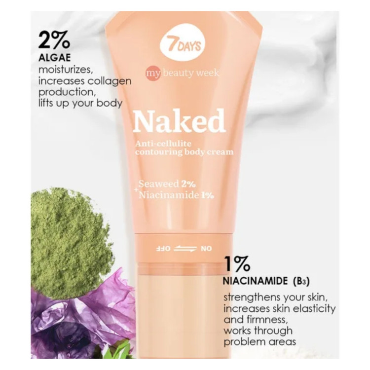 کرم بدن ضد سلولیت سون دیز همراه با ماساژور مدل naked حجم 130 میل-فروشگاه آرایشی و بهداشتی آزارو در شیراز