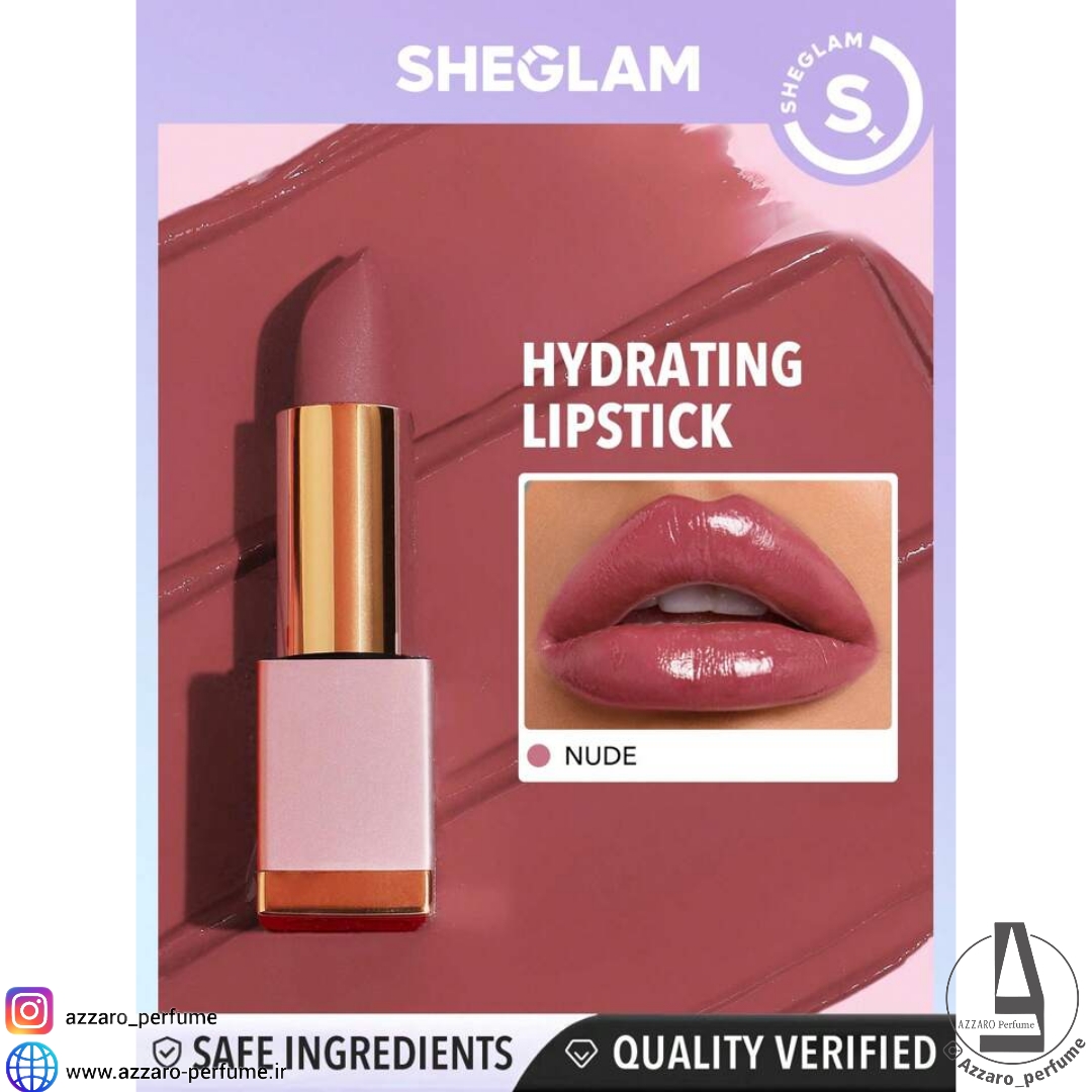 رژلب جامد آبرسان شیگلم SHEGLAM مدل Creme Allure رنگ C201 Nude-فروشگاه آرایشی و بهداشتی آزارو در شیراز