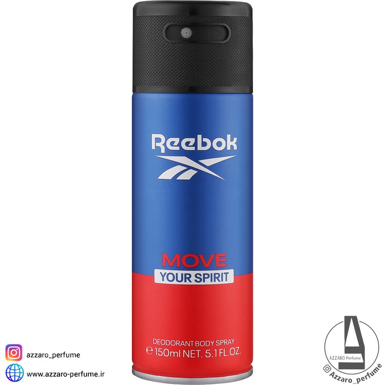 اسپری ضد تعریق اسپانیایی مردانه ریبوک مدل Move Your Sprit حجم 150 میل-فروشگاه آرایشی و بهداشتی آزارو در شیراز