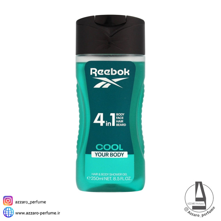 شامپو سر و بدن و ریش ریبوک مدل Cool your body حجم 250 میل-فروشگاه آرایشی و بهداشتی آزارو در شیراز