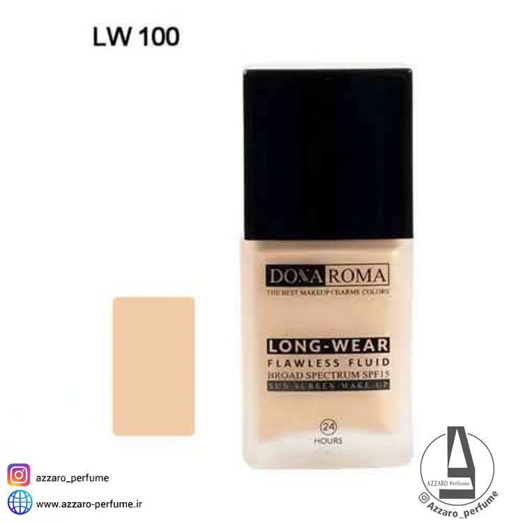 کرم پودر دوناروما Dona Roma شماره LW100 مدل Long Wear حجم 50 میل-فروشگاه آرایشی و بهداشتی آزارو در شیراز