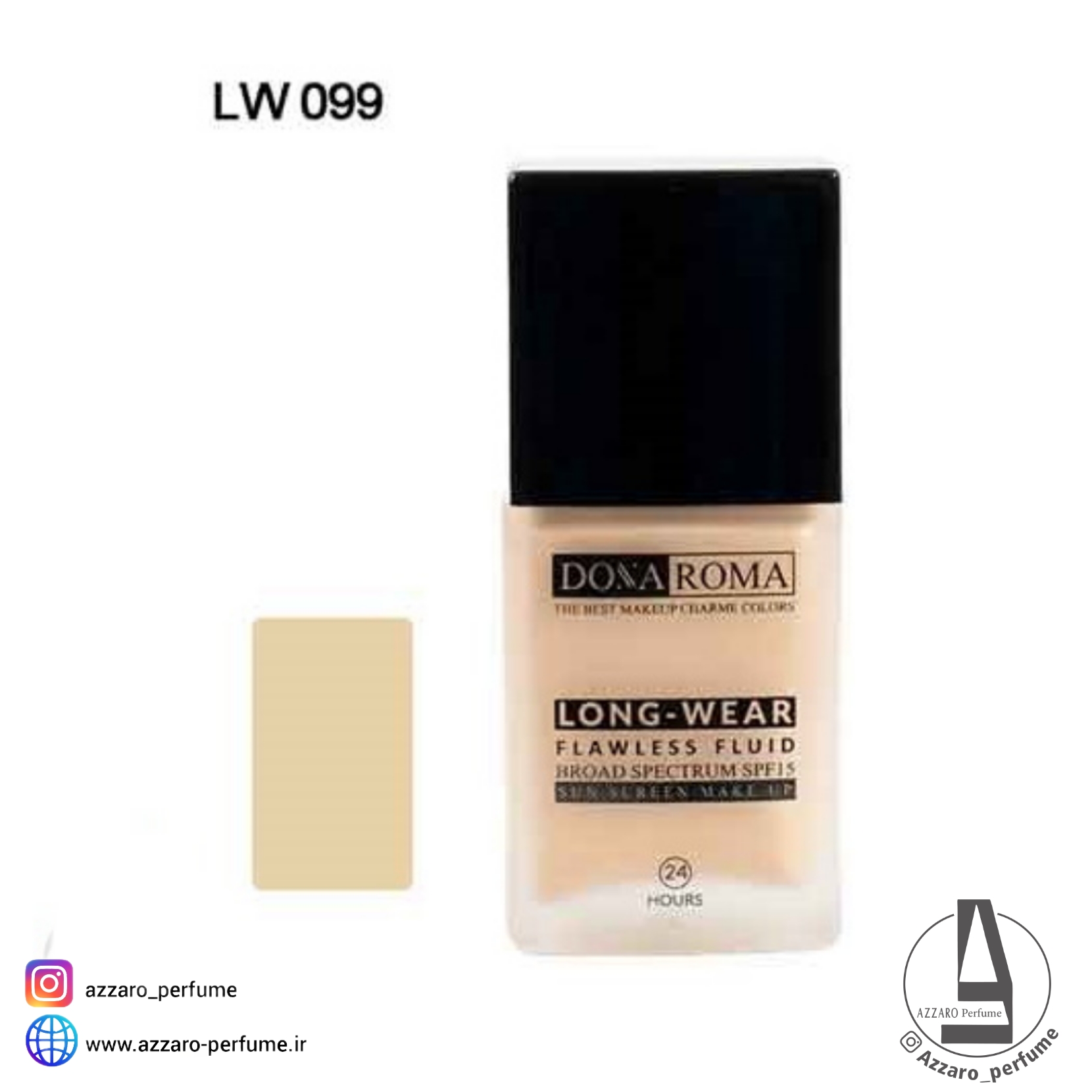 کرم پودر دوناروما Dona Roma شماره LW099 مدل Long Wear حجم 50 میل-فروشگاه آرایشی و بهداشتی آزارو در شیراز