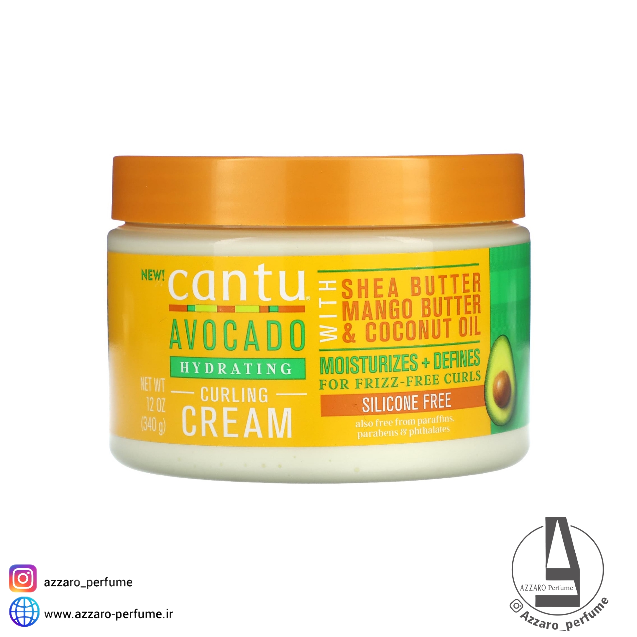کرم موی فر کننده کنتو آووکادو Cantu Avocado Curling Cream حجم 340 گرم-فروشگاه آرایشی و بهداشتی آزارو در شیراز