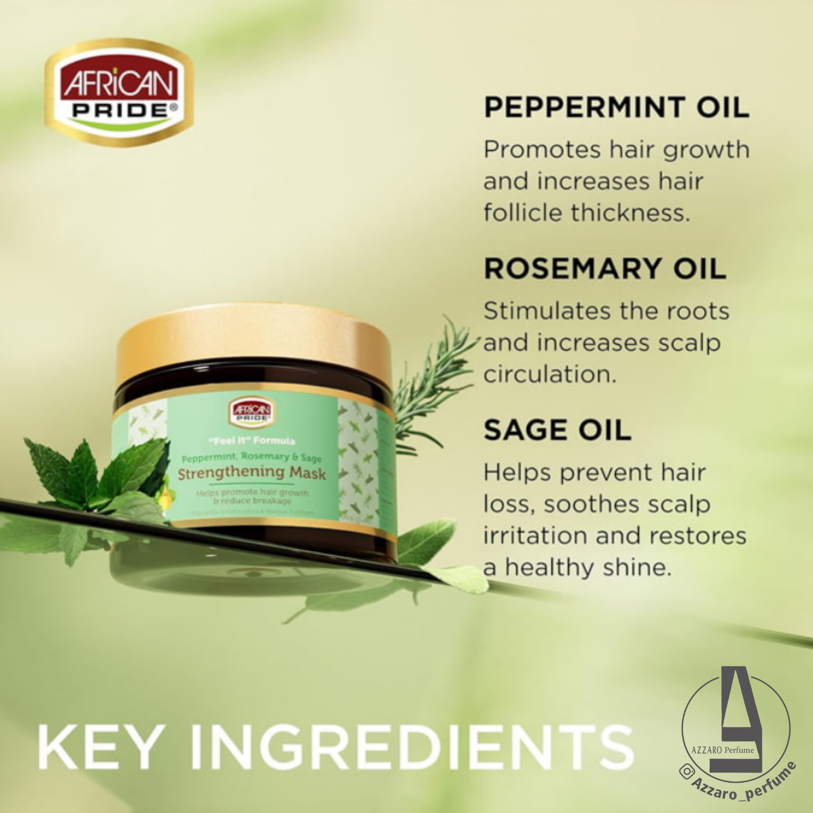 ماسک مو داخل حمام ضد ریزش و استحکام بخش رزماری آفریکن پراید حجم 340 گرم-فروشگاه آرایشی و بهداشتی آزارو در شیراز‌