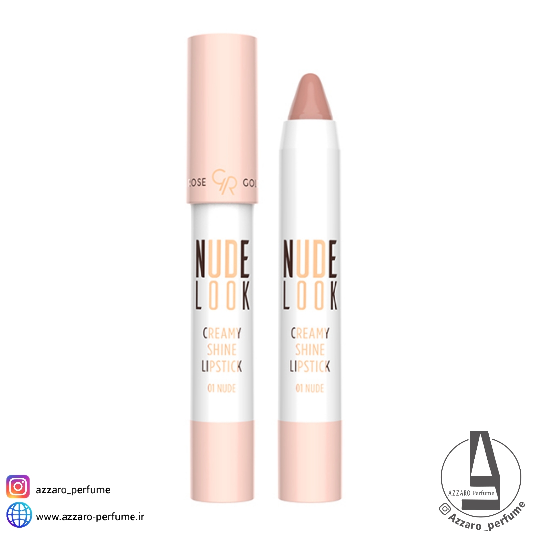 رژ لب مدادی براق کرمی Nude Look گلدن رز شماره 01 Nude-فروشگاه آرایشی و بهداشتی آزارو در شیراز‌