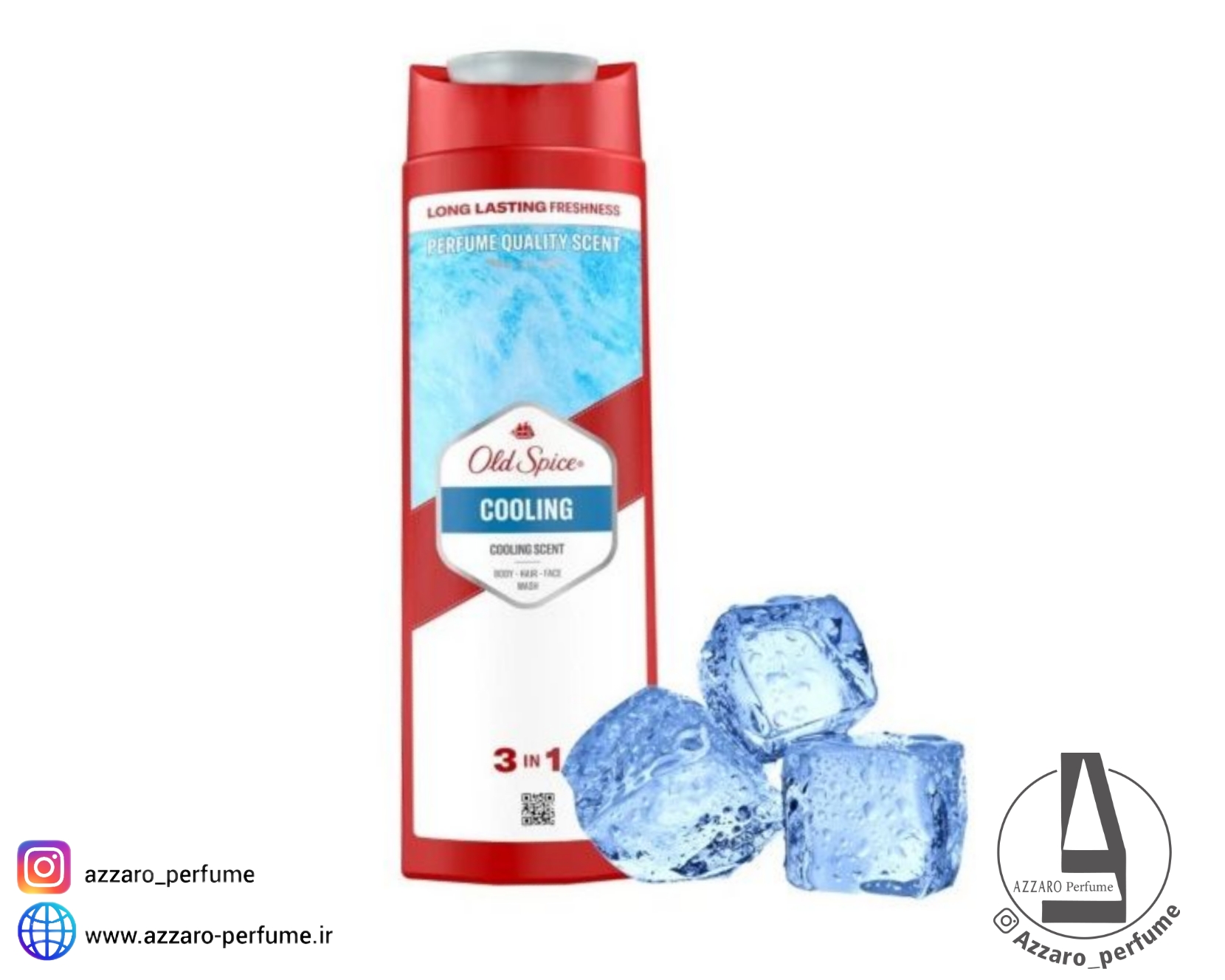 شامپو سر و بدن و صورت اولد اسپایس مدل کول Cooling‏ حجم ۴۰۰ میل-فروشگاه آرایشی و بهداشتی آزارو در شیراز‌
