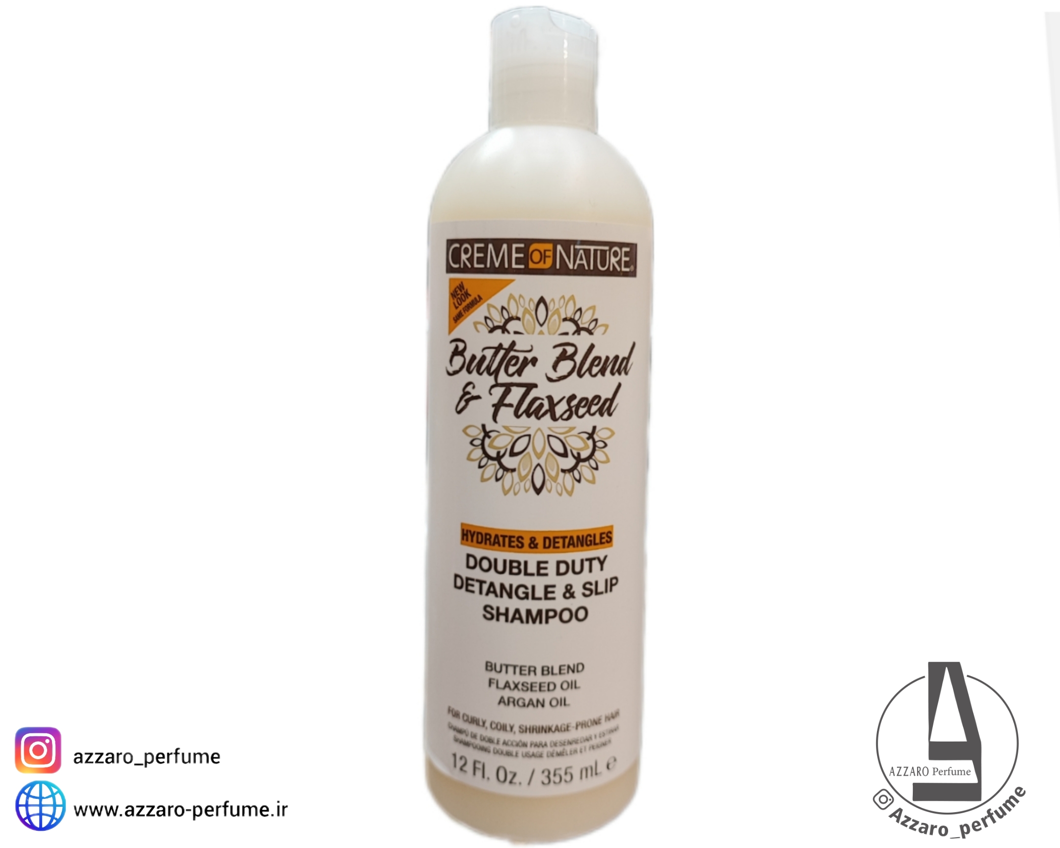 شامپوی ضد گره خوردگی موی نیچر Creme Of Nature حاوی کره و دانه کتان حجم 355 میل-فروشگاه اینترنتی آرایشی و بهداشتی آزارو در شیراز